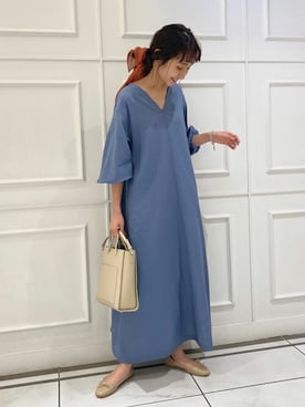 「アイテム（ワンピース、ブルー系）」を使った、ryokaさん（レディース・163cm）の春コーディネート