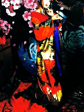 「アイテム（着物、レッド系）」を使った、藍川比奈　藍比　さん（レディース・159cm）の冬コーディネート