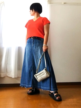 「着やせコーデ」｜もちこさん（レディース・160cm）の夏コーディネート