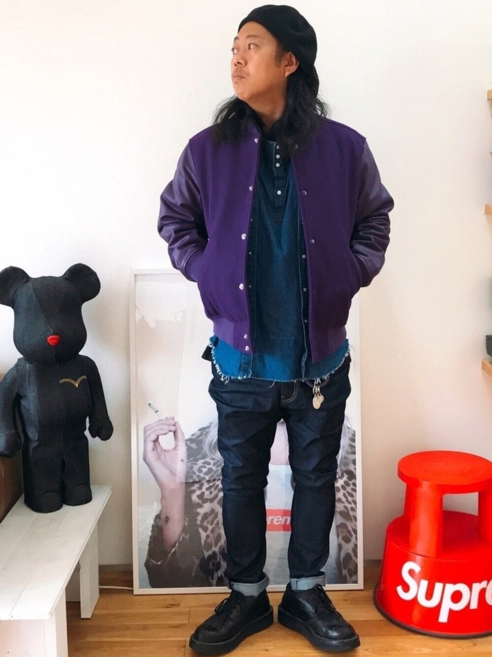 Supreme 紫 スタジャン M Supreme 紫 スタジャン M Supreme 紫 スタジャン M 中古・古着通販