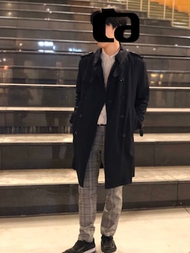 「ユニオンステーション」｜「アイテム（トレンチコート）」を使った、ぬのの布纏いさん（メンズ・168cm）の春コーディネート
