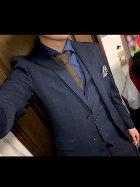 「スーツコーデ」｜りょぴーさん（メンズ・176cm）の秋コーディネート