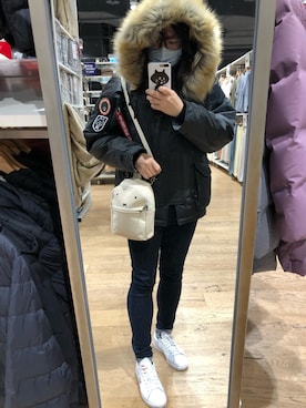 「にゃー（ニャー）のアイテム（ジャケット/アウター）」を使った、Atobeさん（レディース・167cm）の冬コーディネート