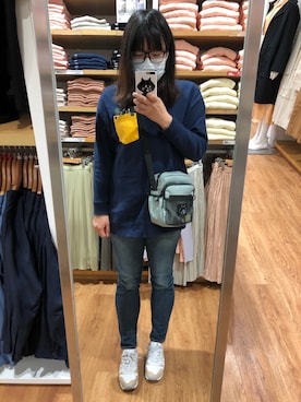 「Ungrid（アングリッド）のハイウエストストスリ（デニムパンツ）」を使った、Atobeさん（レディース・167cm）の冬コーディネート