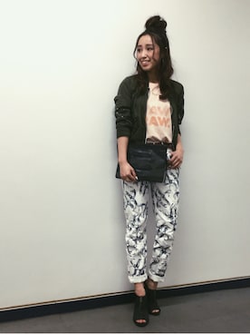 「G-STAR RAW（ジースターロゥ）のアイテム（ブルゾン）」を使った、みにあやさん（レディース・150cm）の春コーディネート
