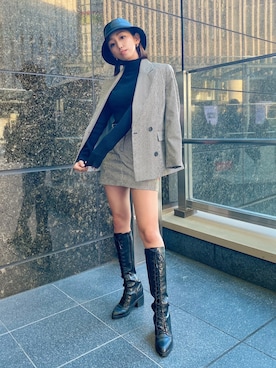 「ENVYM（アンビー）のアイテム（帽子）」を使った、みにあやさん（レディース・150cm）の冬コーディネート