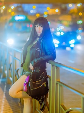 「KILL STAR（キルスター）のアイテム（バッグ）」を使った、吹雪あみさん（レディース・168cm）の春コーディネート