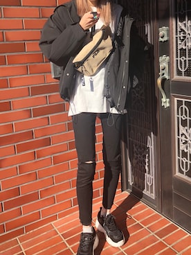 「JEANASIS（ジーナシス）のアイテム（マウンテンパーカー）」を使った、ayuuu.さん（レディース・167cm）の秋コーディネート