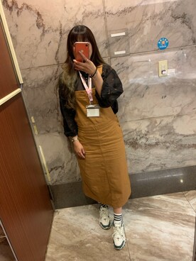 「アイテム（オールインワン・サロペット、イエロー系）」を使った、みほさん（レディース・160cm）の春コーディネート