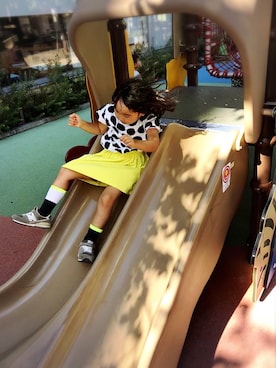 「リメイクTシャツのアイテム（Tシャツ/カットソー、ホワイト系）」を使った、chibi su--さん（キッズ・130cm）の夏コーディネート