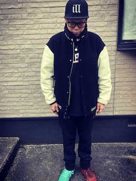 「APPLEBUM」｜「アイテム（スタジャン）」を使った、しゅんころさん（メンズ・176cm）の冬コーディネート