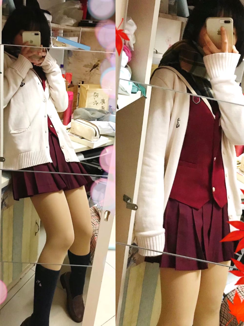 「JK、jk制服、秋のコーデ、秋冬、秋服、学校、学生、女の子、女子会」｜「Tabioのアイテム（タイツ/ストッキング、ブラック系）」を使った、Wakakoさん（レディース・158cm）の秋コーディネートの1枚目の写真