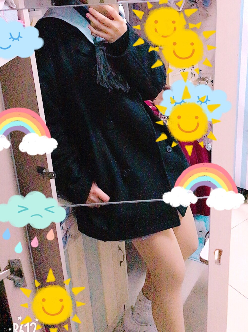 「秋のコーデ、JK、jk制服、秋コーデ、冷えとり、通勤コーデ、学校、女子大生」｜「EASTBOYのアイテム（ダウンジャケット/コート、ブラック系）」を使った、Wakakoさん（レディース・158cm）の秋コーディネートの1枚目の写真