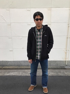 「DOUCAＬ'Ｓ（ドゥーカルス）のアイテム（シューズ）」を使った、かっつうさん（メンズ・174cm）の冬コーディネート