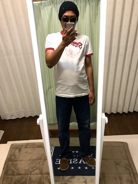 「DOUCAＬ'Ｓ（ドゥーカルス）のアイテム（シューズ）」を使った、かっつうさん（メンズ・174cm）の夏コーディネート