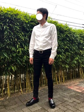 「リドム黒スキニー」｜かっつうさん（メンズ・174cm）の秋コーディネート