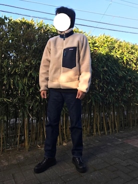 「レトロX」｜「アイテム（ブーツ）」を使った、かっつうさん（メンズ・174cm）の冬コーディネート