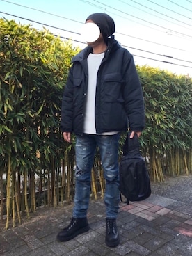 「NUMBER (N)INE DENIM」｜かっつうさん（メンズ・174cm）の冬コーディネート