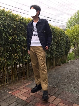 「UES（ウエス）のアイテム」を使った、かっつうさん（メンズ・174cm）の春コーディネート