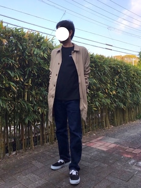 「patagonia」｜「アイテム（ステンカラーコート）」を使った、かっつうさん（メンズ・174cm）の春コーディネート