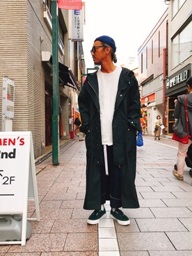 「オーバーサイズコート」｜「アイテム（ダウンジャケット/コート）」を使った、長老さん（メンズ・170cm）の秋コーディネート