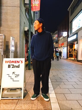 「WRAPINKNOT（ラッピンノット）のアイテム（スラックス）」を使った、長老さん（メンズ・170cm）の秋コーディネート