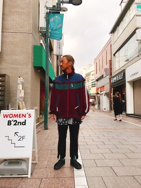 「カラーソックス」｜「アイテム（ブルゾン）」を使った、長老さん（メンズ・170cm）の秋コーディネート