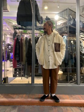 「FIRST DOWN（ファーストダウン）のアイテム（ブルゾン）」を使った、長老さん（メンズ・170cm）の冬コーディネート