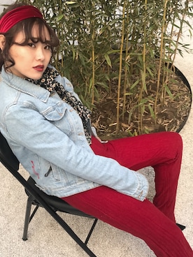 「stradivarius（ストラディバリウス）のアイテム（デニムジャケット）」を使った、时尚造型师sukiさん（レディース・160cm）の春コーディネート