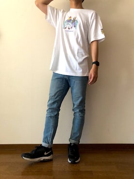 「ZOZO（ゾゾ）のストレートデニムパンツ［MEN］（デニムパンツ）」を使った、HIROKIさん（メンズ・172cm）の春コーディネート