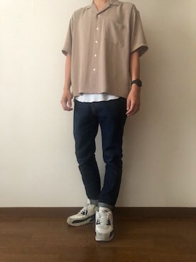 「ZOZO（ゾゾ）のストレートデニムパンツ［MEN］（デニムパンツ）」を使った、HIROKIさん（メンズ・172cm）の夏コーディネート