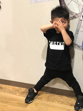「SWAGGER（スワッガー）のアイテム（トップス）」を使った、31chelさん（キッズ・80cm）の夏コーディネート