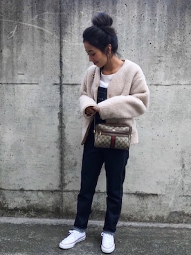 「DHOLIC（ディーホリック）のアイテム（その他アウター）」を使った、marcellaさん（レディース・157cm）の冬コーディネート