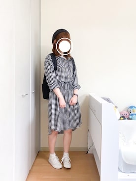 「rps（アールピーエス）のアイテム（シャツワンピース）」を使った、みさきさん（レディース・162cm）の春コーディネート