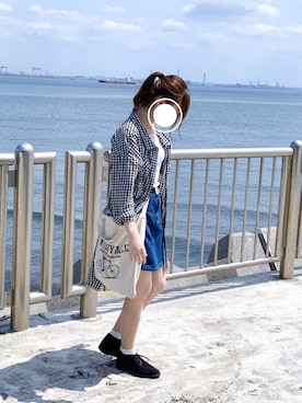 「rps（アールピーエス）のアイテム（シャツワンピース）」を使った、みさきさん（レディース・162cm）の夏コーディネート