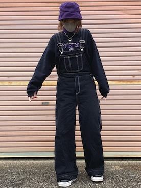 「SPINNS（スピンズ）のアイテム（サロペット/オーバーオール）」を使った、　あいり☺︎さん（レディース・163cm）の秋コーディネート