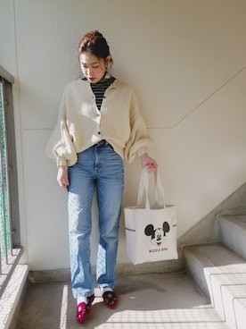 「ハイウエストストレートジーンズ」｜himawariさん（レディース・154cm）の冬コーディネート