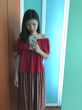 「red」｜「アイテム（その他トップス）」を使った、CAMIECAMIEさん（レディース・165cm）の冬コーディネート