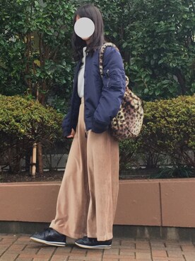 「エムエーワン」｜「アイテム（ブルゾン）」を使った、tomoco．さん（レディース・156cm）の冬コーディネート
