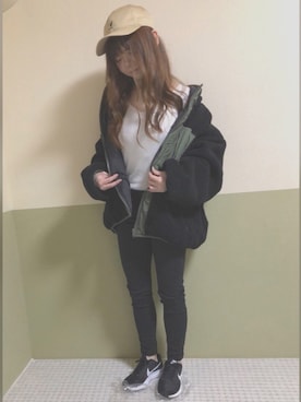 「w closet」｜「アイテム（ブルゾン）」を使った、fuwa.さん（レディース・152cm）の冬コーディネート