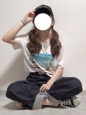 「Daniel Wellington（ダニエルウェリントン）の販売終了クラシックペティット アッシュフィールド32mm（アナログ腕時計）」を使った、fuwa.さん（レディース・153cm）の夏コーディネート