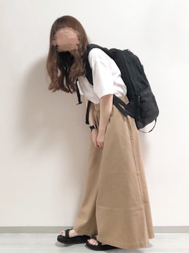 「Chaco closet（チャコ クローゼット）のリラクシングAラインフレアワイドパンツ（その他パンツ）」を使った、fuwa.さん（レディース・152cm）の夏コーディネート