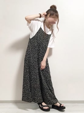 「DHOLIC（ディーホリック）のアイテム（つなぎ/オールインワン）」を使った、fuwa.さん（レディース・152cm）の夏コーディネート