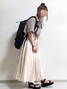 「Daniel Wellington（ダニエルウェリントン）の販売終了クラシックペティット アッシュフィールド32mm（アナログ腕時計）」を使った、fuwa.さん（レディース・152cm）の夏コーディネート