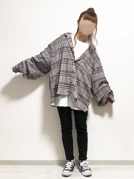 「INTER FACTORY（インターファクトリー）のアイテム（トップス）」を使った、fuwa.さん（レディース・152cm）の秋コーディネート
