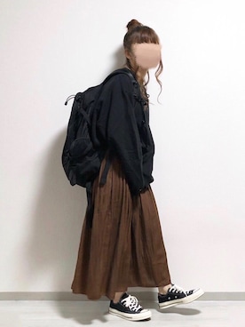 「ブラウン×ブラック」｜「アイテム（その他）」を使った、fuwa.さん（レディース・152cm）の秋コーディネート
