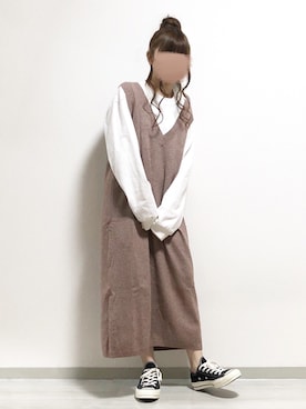 ニットベストワンピースを使った人気ファッションコーディネート Wear