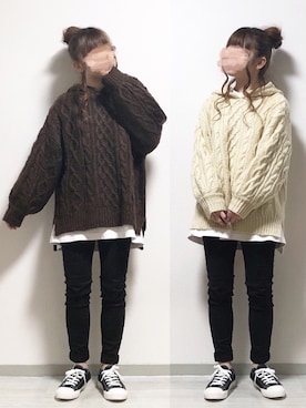 「ZOZOでしか買えない」｜「アイテム（その他）」を使った、fuwa.さん（レディース・152cm）の冬コーディネート