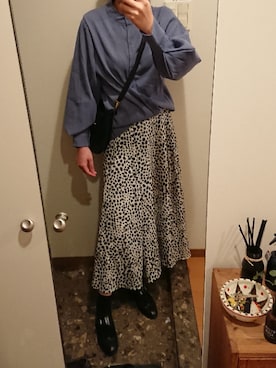 「ダルメシアン柄スカート」｜リーダーさん（レディース・165cm）の秋コーディネート