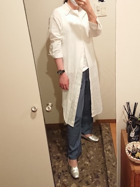 「アイテム（スラックス）」を使った、リーダーさん（レディース・165cm・30代）の春コーディネート